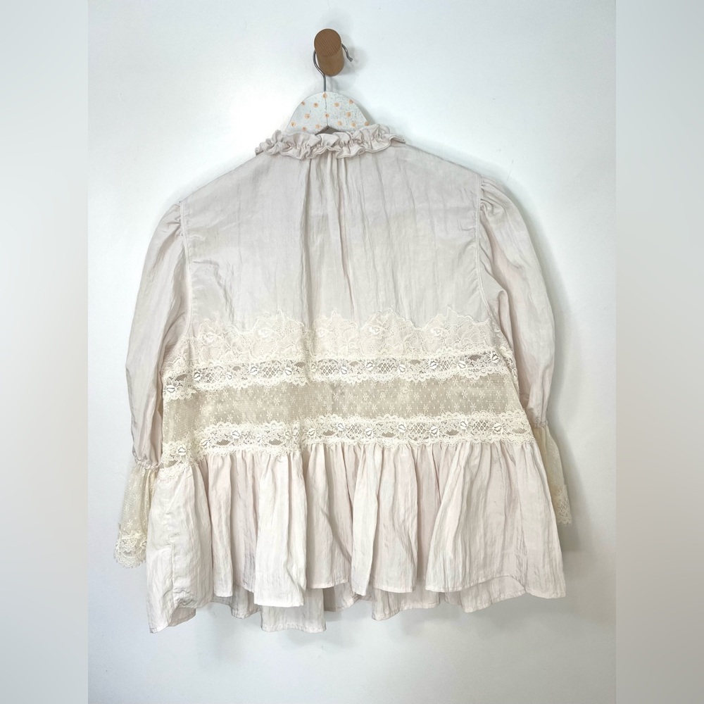 Free People Ivory Lace-Trim Peasant Blouse - Picture 7 of 10